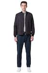 Buy_Suketdhir_Black Cotton Checkered Bomber Jacket  _Online_at_Aza_Fashions