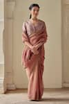 Mimamsaa_Purple Satin Silk Brocade Woven Floral V Neck Sulakshana Blouse _Online_at_Aza_Fashions