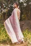 Shop_Vaani Beswal_Pink Handwoven Zari Linen Stripes Sumaya Saree _at_Aza_Fashions