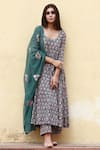 Buy_Gulabo Jaipur_Green Cotton Printed Floral Scoop Neck Anarkali Set _at_Aza_Fashions