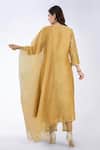 Shop_Asaga_Gold Cotton Pant Mul Cotton Dupatta Organza, Kurta Chanderi Silk Round Set _at_Aza_Fashions