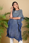 Buy_Dyelogue_Blue Mulberry Silk Round Bandhani Kurta  _at_Aza_Fashions