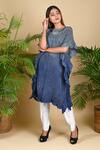 Dyelogue_Blue Mulberry Silk Bandhani Kurta_Online_at_Aza_Fashions
