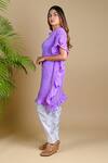 Buy_Dyelogue_Purple Mulberry Silk Round Short Sleeved Bandhani Kurta _Online_at_Aza_Fashions