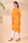 Buy_Dyelogue_Purple Mulberry Silk Round Bandhani Motif Kurta  _Online_at_Aza_Fashions