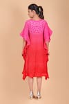 Shop_Dyelogue_Pink Mulbery Silk Boat Neck Bandhani Dress_at_Aza_Fashions