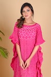 Buy Dyelogue Pink Mulbery Silk Boat Kaftan Sleeved Bandhani Dress Online at Aza Fashions Buy_Dyelogue_Pink Mulbery Silk Boat Kaftan Sleeved Bandhani Dress _Online_at_Aza_Fashions