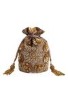 Buy_The Purple Sack_Brown Embroidery Hand Potli Bag _at_Aza_Fashions