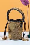 Buy_The Leather Garden_Black Embellished Bucket Bag _at_Aza_Fashions