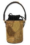 The Leather Garden_Black Embellished Bucket Bag _Online_at_Aza_Fashions