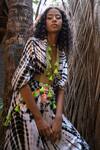 Buy_Surily G_Black Satin Tie Dye Cape Jacket _at_Aza_Fashions