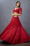 Shop_Torani_Red Net Surkh Mrinal Lehenga Set_Online_at_Aza_Fashions