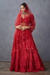 Torani_Red Net Surkh Mrinal Lehenga Set_at_Aza_Fashions