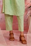 Charkhee_Green Cotton Textured Round Panelled Kurta And Pant Set  _at_Aza_Fashions