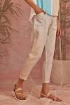 Shop_Charkhee_Beige Cotton Textured Panelled Pant  _at_Aza_Fashions