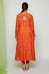 Shop_Swati Vijaivargie_Orange Cotton Silk V Neck Embroidered Anarkali And Pant Set _at_Aza_Fashions