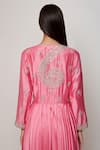 Swati Vijaivargie_Pink Cotton Silk V Neck Embroidered Anarkali _at_Aza_Fashions
