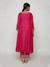 Shop_Swati Vijaivargie_Pink Cotton Silk V Neck Embroidered Anarkali And Pant Set _at_Aza_Fashions