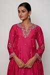 Shop_Swati Vijaivargie_Pink Cotton Silk V Neck Embroidered Anarkali And Pant Set _Online_at_Aza_Fashions