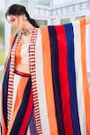 Buy_SVA by Sonam & Paras Modi_Multi Color Crepe Silk Printed Stripe Cape Open And Palazzo Set _at_Aza_Fashions