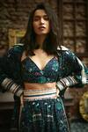 SVA by Sonam & Paras Modi_Blue Printed Jacket Pant Set_Online_at_Aza_Fashions