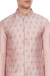 SVA by Sonam & Paras Modi_Pink Raw Silk Embroidered Bundi  _at_Aza_Fashions