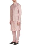 Buy_SVA by Sonam & Paras Modi_Pink Raw Silk Embroidered Bundi  _Online_at_Aza_Fashions