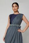 Buy_Sva By Sonam & Paras Modi_Blue Russian Silk Round Draped Jumpsuit_Online_at_Aza_Fashions
