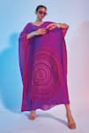 Buy_SVA by Sonam & Paras Modi_Purple Crepe Silk Print And Embellishment Geometric Motifs V Neck Kaftan  _at_Aza_Fashions