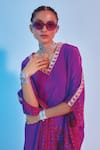 Buy_SVA by Sonam & Paras Modi_Purple Crepe Silk Print And Embellishment Geometric Motifs V Neck Kaftan  _Online_at_Aza_Fashions