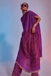 Shop_SVA by Sonam & Paras Modi_Purple Crepe Silk Print And Embellishment Kaftan Tunic & Pant Set  _at_Aza_Fashions