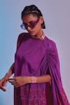 SVA by Sonam & Paras Modi_Purple Crepe Silk Print And Embellishment Kaftan Tunic & Pant Set  _Online_at_Aza_Fashions