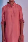 SVA by Sonam & Paras Modi_Pink Silk Lattice Kurta And Pant Set  _Online_at_Aza_Fashions