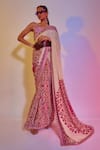 Shop_SVA by Sonam & Paras Modi_White Crepe Silk Printed Saree With Blouse_at_Aza_Fashions
