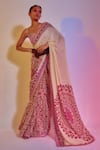 SVA by Sonam & Paras Modi_White Crepe Silk Printed Saree With Blouse_Online_at_Aza_Fashions