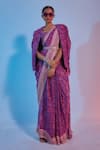 Buy Sva By Sonam & Paras Modi Purple Crepe Silk And Embellishment Floral & Jacket Saree Set at Aza Fashions Buy_Sva By Sonam & Paras Modi_Purple Crepe Silk And Embellishment Floral & Jacket Saree Set_at_Aza_Fashions