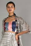 Buy_Sva By Sonam & Paras Modi_Multi Color Chanderi Draped Skirt And Cape Set_Online_at_Aza_Fashions
