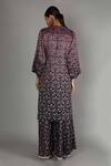 Shop_Sva By Sonam & Paras Modi_Maroon Raw Silk Printed Kurta And Palazzo Set_at_Aza_Fashions