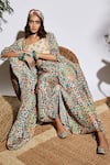 Buy_SVA by Sonam & Paras Modi_Beige Silk Palazzo Set With Cape  _at_Aza_Fashions