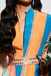 Buy_SVA by Sonam & Paras Modi_Multi Color Silk Striped Peplum Top And Pant_Online_at_Aza_Fashions