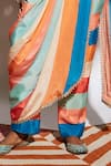 Shop_SVA by Sonam & Paras Modi_Multi Color Silk Striped Peplum Top And Pant_Online_at_Aza_Fashions