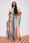 Buy_SVA by Sonam & Paras Modi_Multi Color Silk Striped Kaftan_at_Aza_Fashions