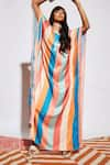 SVA by Sonam & Paras Modi_Multi Color Silk Embroidery Round Striped Kaftan  _Online_at_Aza_Fashions