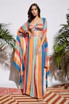 Buy_SVA by Sonam & Paras Modi_Multi Color Silk Embroidery Sweetheart Striped Palazzo Set With Cape  _at_Aza_Fashions