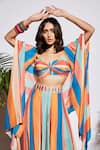 SVA by Sonam & Paras Modi_Multi Color Silk Embroidery Sweetheart Striped Palazzo Set With Cape  _Online_at_Aza_Fashions