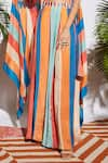 Buy_SVA by Sonam & Paras Modi_Multi Color Silk Embroidery Sweetheart Striped Palazzo Set With Cape  _Online_at_Aza_Fashions