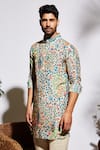 SVA by Sonam & Paras Modi_Beige Silk Printed Kurta_Online_at_Aza_Fashions