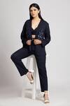 Buy_S & V Designs_Blue Banana Crepe Jacket_Online_at_Aza_Fashions