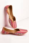 Swati Vijaivargie_Pink Modal Silk Handcrafted Juttis _Online_at_Aza_Fashions