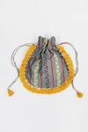 Shop_Swati Vijaivargie_Linen Silk Handcrafted Potli Bag_at_Aza_Fashions